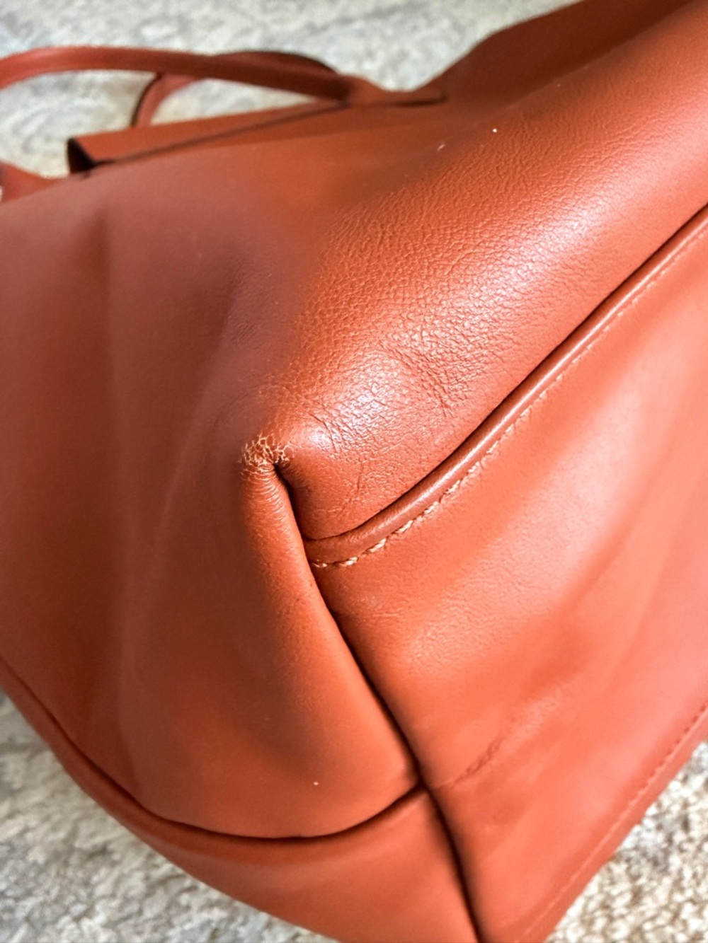 Longchamp Le Pliage Xtra Medium Brown Leather Tote Bag - Picture 6 of 9